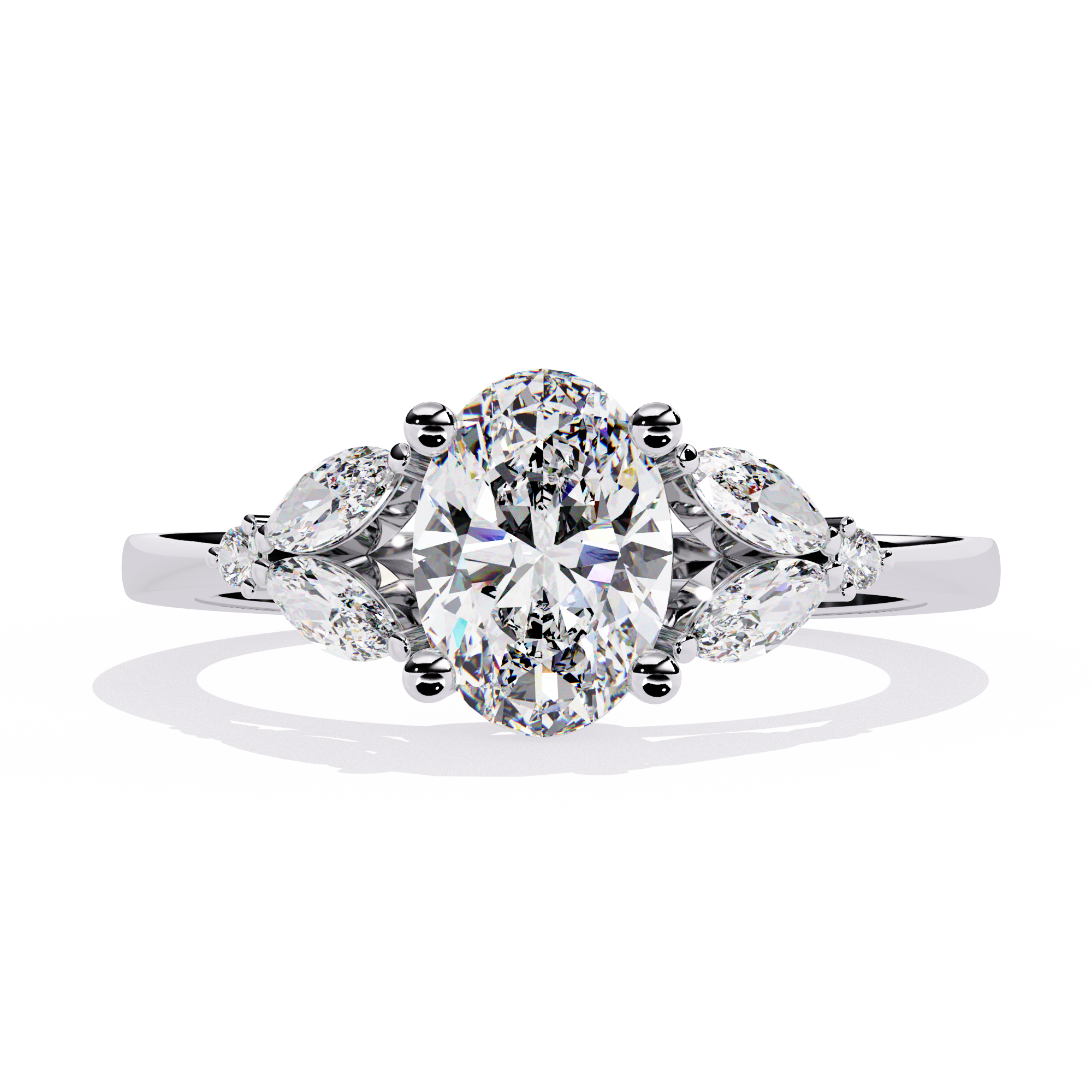 Solitairekart – 1.37 CT Oval Three-Stone Lab Diamond Ring | 14K Yellow Gold
